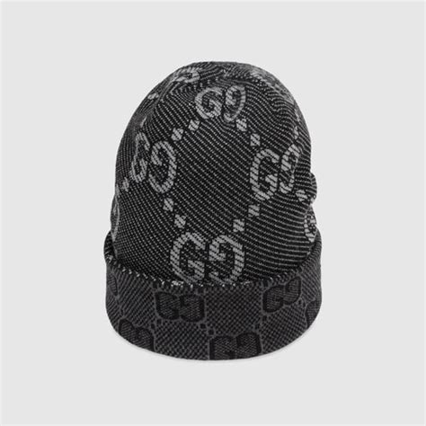 black and grey gucci elephant print warriors hat|GG wool hat in black and dark grey .